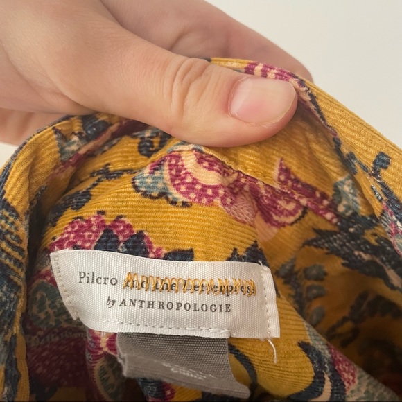 Anthropologie Yellow Orange Pilcro Sigourney Corduroy button down - Picture 2 of 3